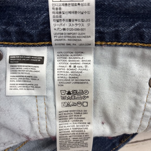 Levi's 505 Selvedge Jeans Mens 38x32 Blue Denim Straight Zip Fly Dark Wash - Picture 8 of 14